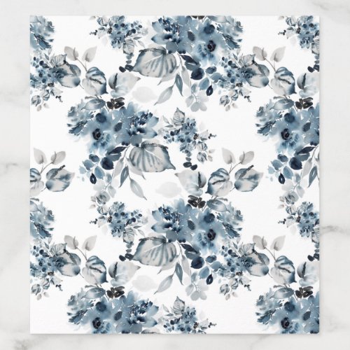 Watercolor Gray and Blue Floral Pattern Wedding Envelope Liner