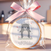 Watercolor Gray Bear Boy Baby Shower Sugar Cookie