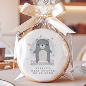 Watercolor Gray Bear Boy Baby Shower Sugar Cookie