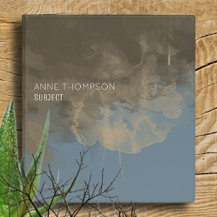 Watercolor Gray Dusty Blue 3 Ring Binder