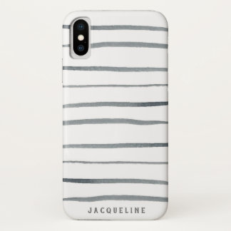 Watercolor Gray Stripes iPhone X Case
