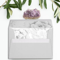 watercolor gray succulent liner wedding envelope