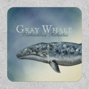 Watercolor Gray Whale, Eschrichtius Robustus Patch