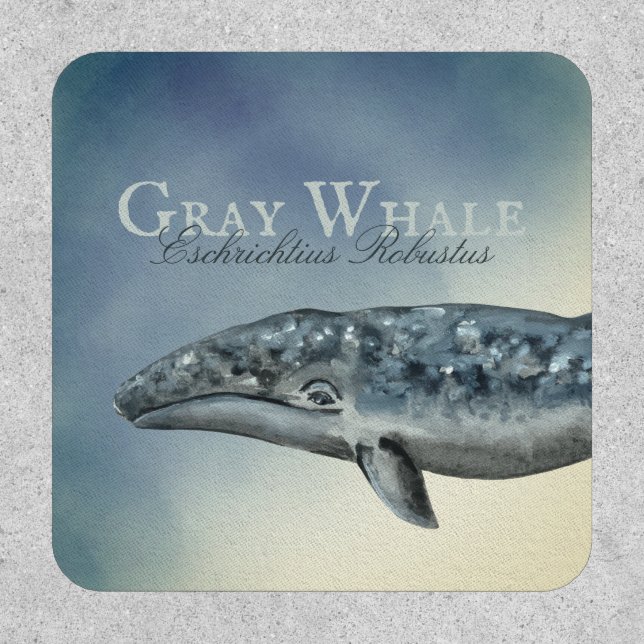 Watercolor Gray Whale, Eschrichtius Robustus Patch (Front)