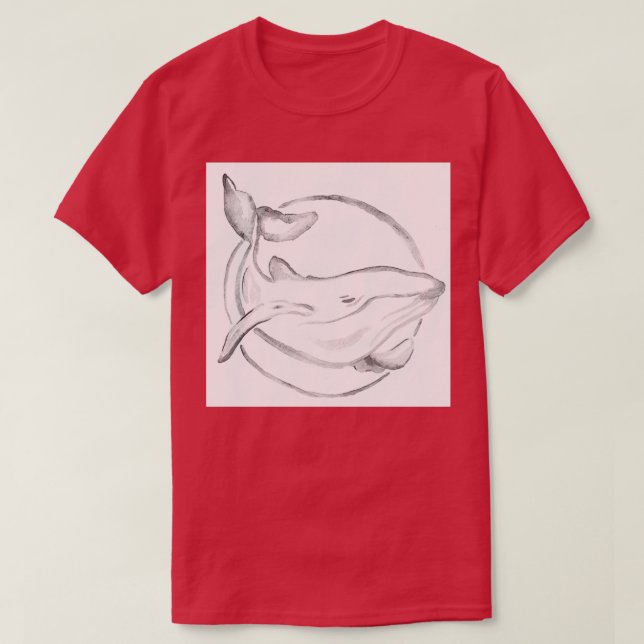 Watercolor gray whale painting T-Shirt (Design Front)