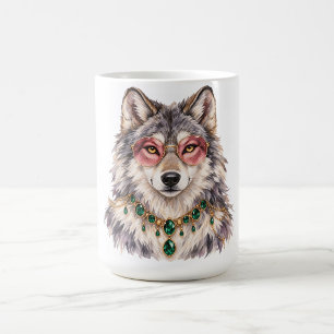 Watercolor Gray Wolf Cute Wildlife Art Coffee Mug