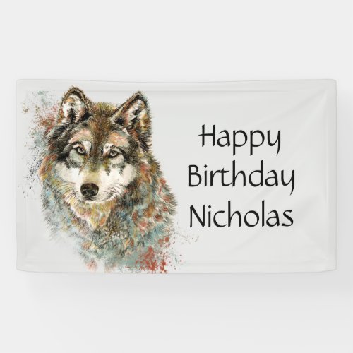 Watercolor Gray Wolf Logo Wolves  Banner