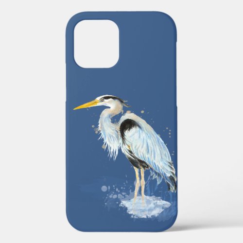 Watercolor Great Blue Heron Bird Animal Nature iPhone 12 Case