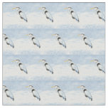 Watercolor Great Blue Heron Bird art Fabric