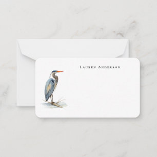 Watercolor Great Blue Heron bird Little Note Card