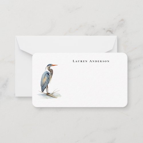 Watercolor Great Blue Heron bird Little Note Card