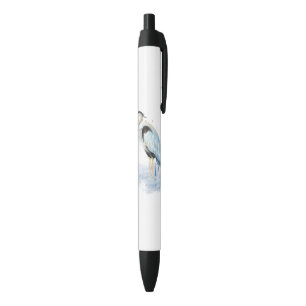 Watercolor Great Blue Heron Bird Nature Wildlife Pen