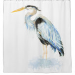 Watercolor Great Blue Heron Bird Shower Curtain at Zazzle