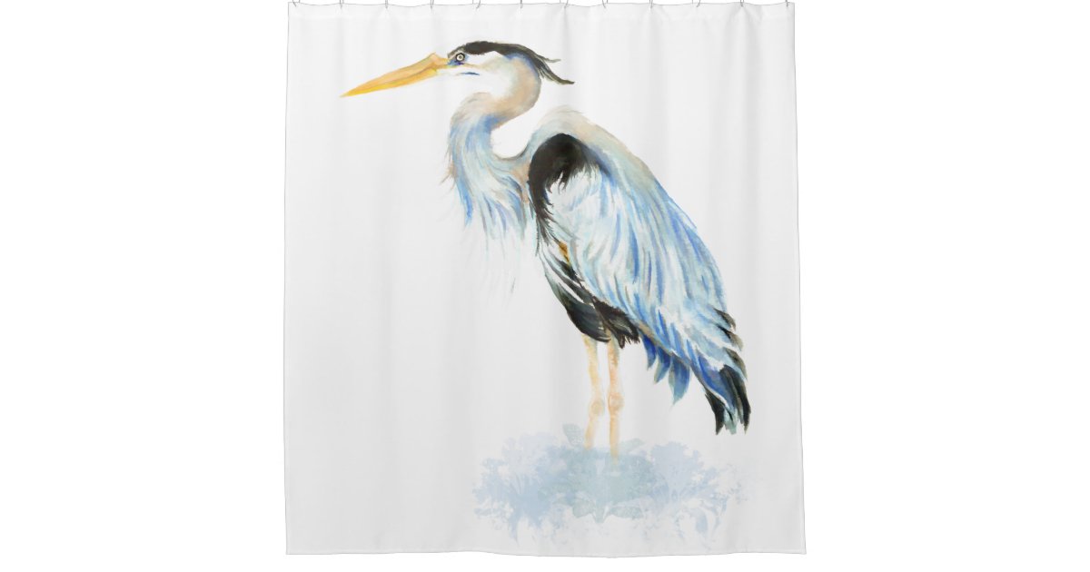 Watercolor Great Blue Heron Bird Shower Curtain Zazzle Com