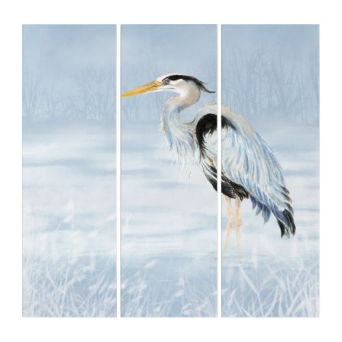 Watercolor Great Blue Heron Bird Wildlife Art