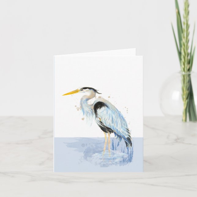 Watercolor Great Blue Heron Bird Wildlife Nature   Note Card (Front)