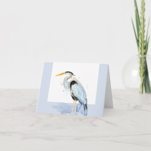 Watercolor Great Blue Heron Bird Wildlife Nature  Note Card