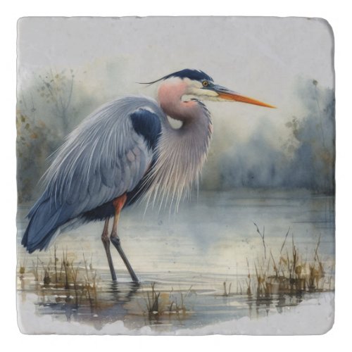 Watercolor Great Blue Heron Bird Wildlife Nature  Trivet