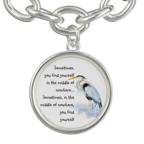 Watercolor Great Blue Heron Inspirational Quote Bracelet