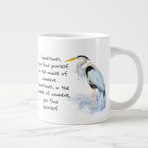 Watercolor Great Blue Heron Inspirational Quote Giant Coffee Mug