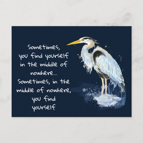 Watercolor Great Blue Heron Inspirational Quote Holiday Postcard