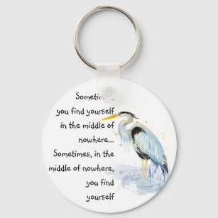 Watercolor Great Blue Heron Inspirational Quote Keychain