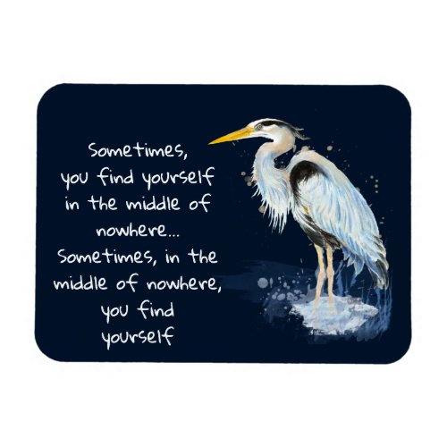 Watercolor Great Blue Heron Inspirational Quote Magnet