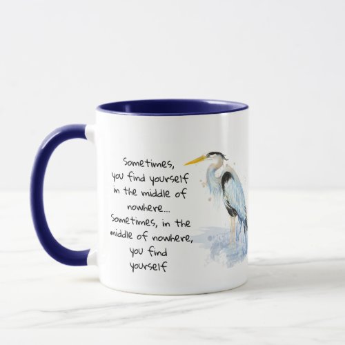 Watercolor Great Blue Heron Inspirational Quote Mug