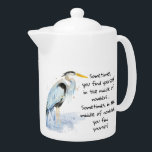 Watercolor Great Blue Heron Inspirational Quote Teapot<br><div class="desc">Original watercolor Great Blue Heron Bird with an inspirational,  encouraging,  and uplifting quote</div>