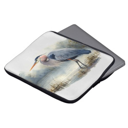 Watercolor Great Blue Heron Water Bird Wildlife  Laptop Sleeve