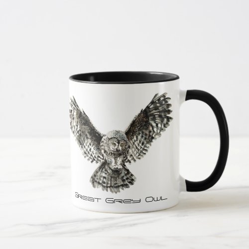 Watercolor Great Gray Owl Nature Bird Mug