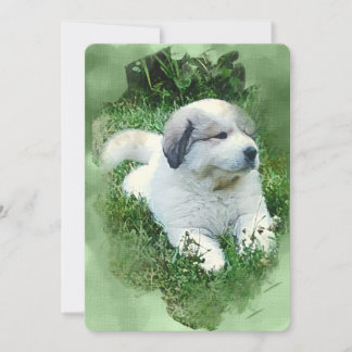 Watercolor Great Pyrenees Puppy - Relaxing