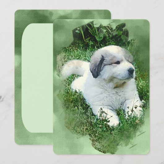 Watercolor Great Pyrenees Puppy - Relaxing (Front/Back)
