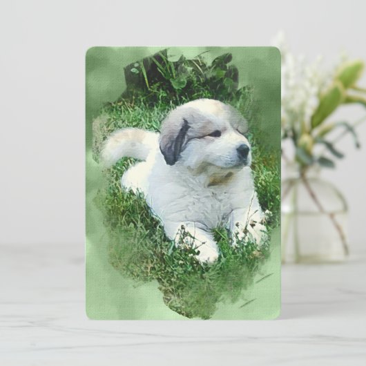 Watercolor Great Pyrenees Puppy - Relaxing (Standing Front)