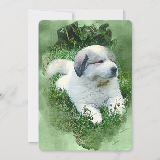 Watercolor Great Pyrenees Puppy - Relaxing (Front)