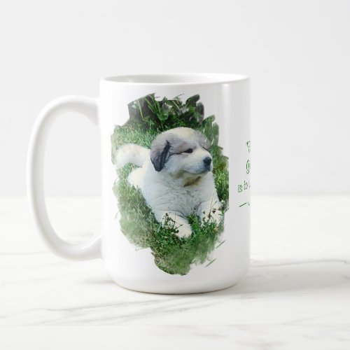 Watercolor Great Pyrenees Puppy _ Relaxing Coffee Mug