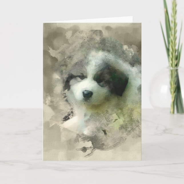 Watercolor Great Pyrenees Puppy Sweet Card (Front)