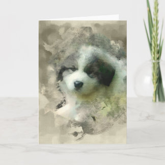 Watercolor Great Pyrenees Puppy Sweet Card