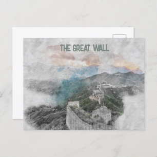 Watercolor Great Wall of China Postcard – Historic