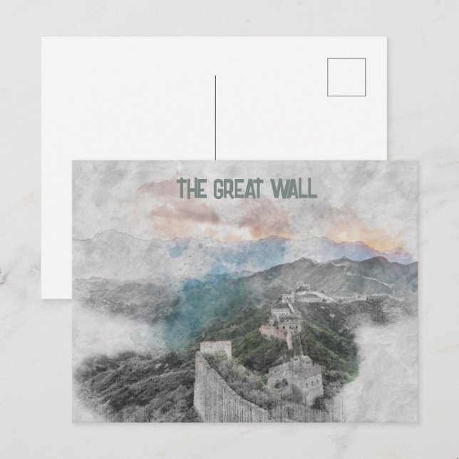 Watercolor Great Wall of China Postcard – Historic (Front/Back)