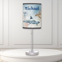 Watercolor Great White Shark Personalized Table Lamp