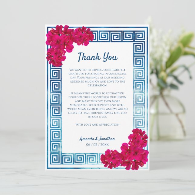 Watercolor Grecian Elegance Custom Photo Thank You Card (Standing Front)