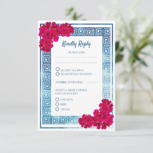 Watercolor Grecian Elegance + Pink Flower RSVP Enclosure Card
