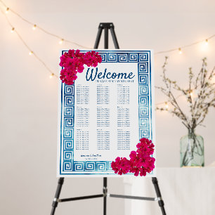 Watercolor Grecian Elegance + Pink Seating Chart Foam Board