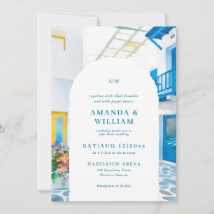 Watercolor Greece Architecture Wedding Invitation