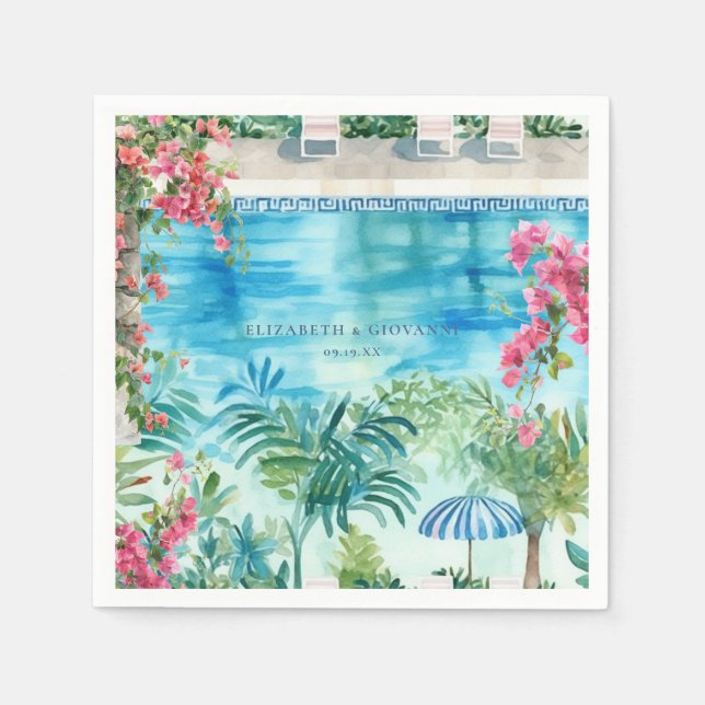Watercolor Greece | Wedding Napkins (Front)