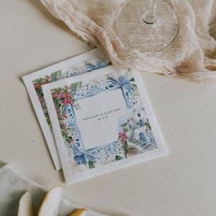Watercolor Greece Wedding Napkins