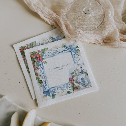 Watercolor Greece  Wedding RSVP Napkins