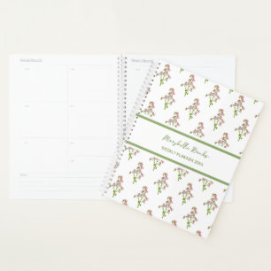 Watercolor Green and Pink Bellflower Weekly Planner
