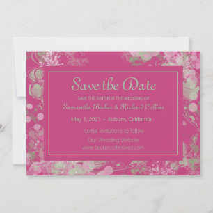 Watercolor Green and Pink Botanical Save The Date